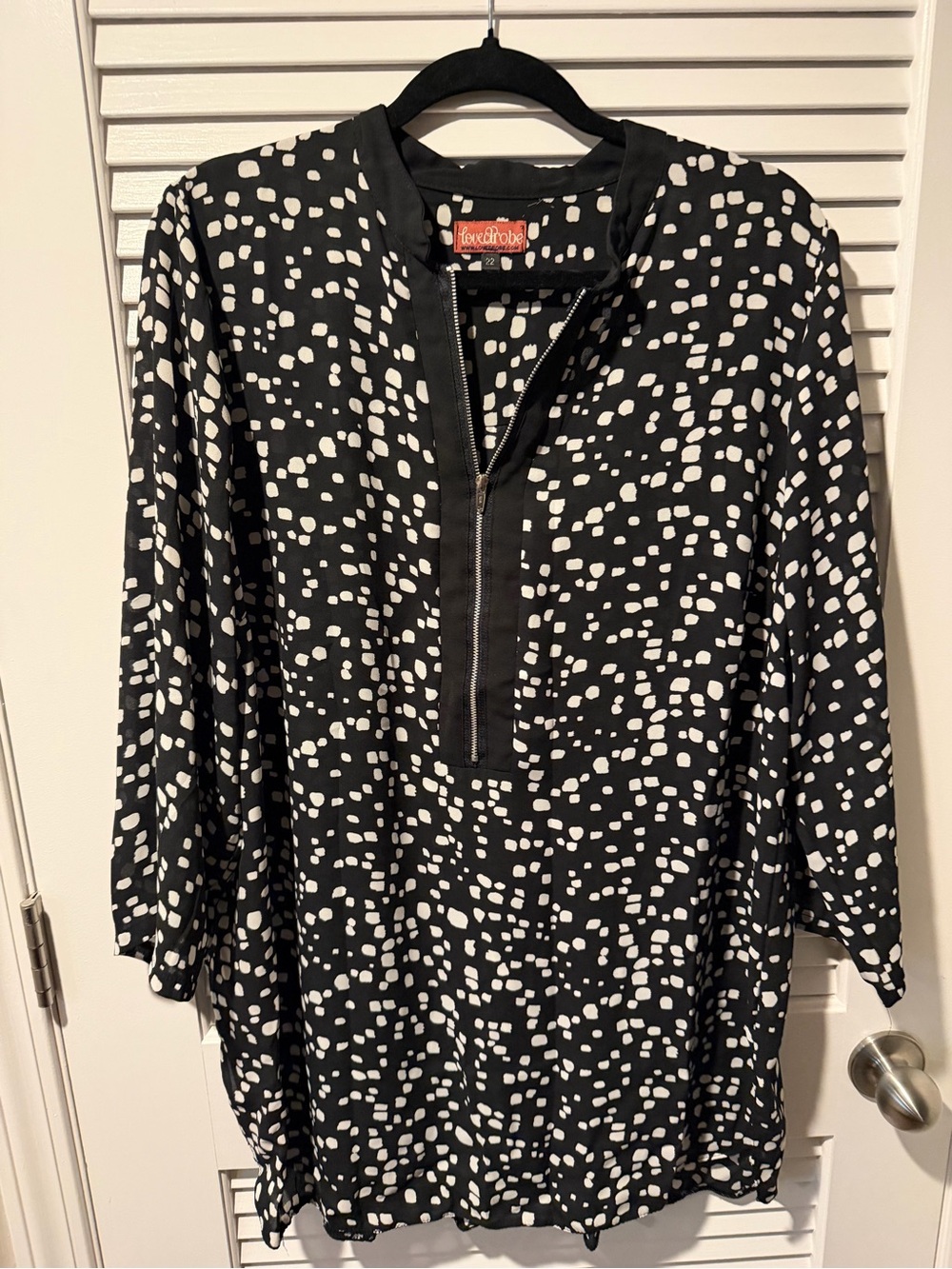 Lovedrobe Black & White Zip-Front Dot Tunic